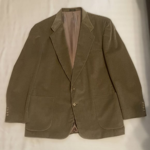 HOLBROOK Vintage MENS BLAZER 48L Corduroy 2 BUTTON SPORT COAT Lined BEIGE 0917AT - Picture 5 of 12